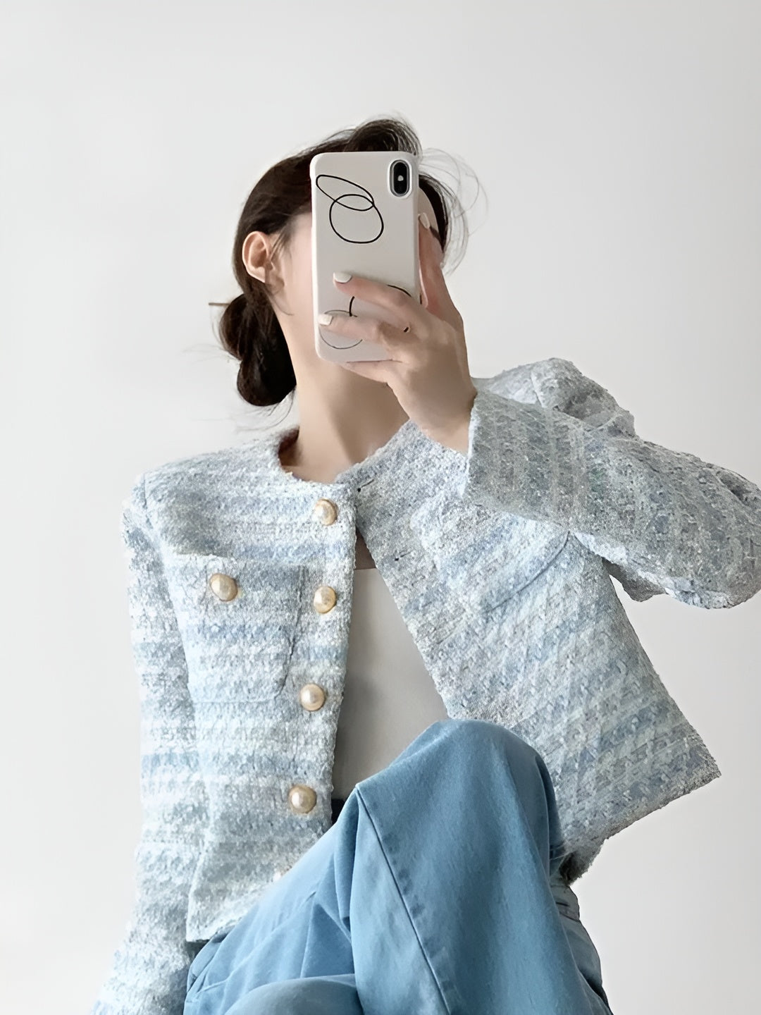 Blazer Femme Tissu Texturé Coupe Courte Structurée - PanierRoyale