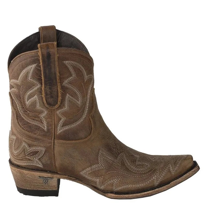 Bottes Cowboy Femmes à Talon Plat et Large - PanierRoyale