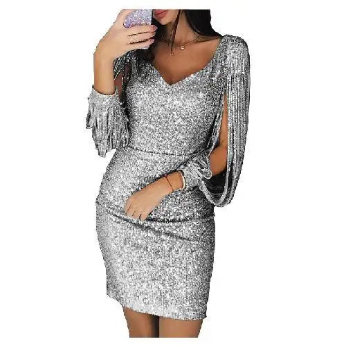 Robe de soirée glamour pailletée femme