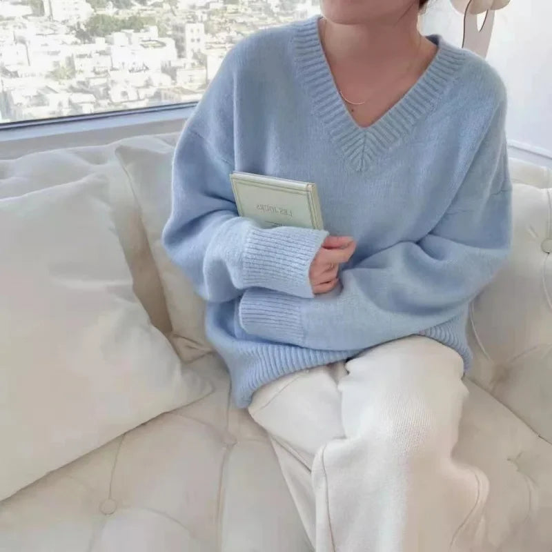 Pull Col V En Cachemire Pour Femme Pour L'hiver | Manches Longues