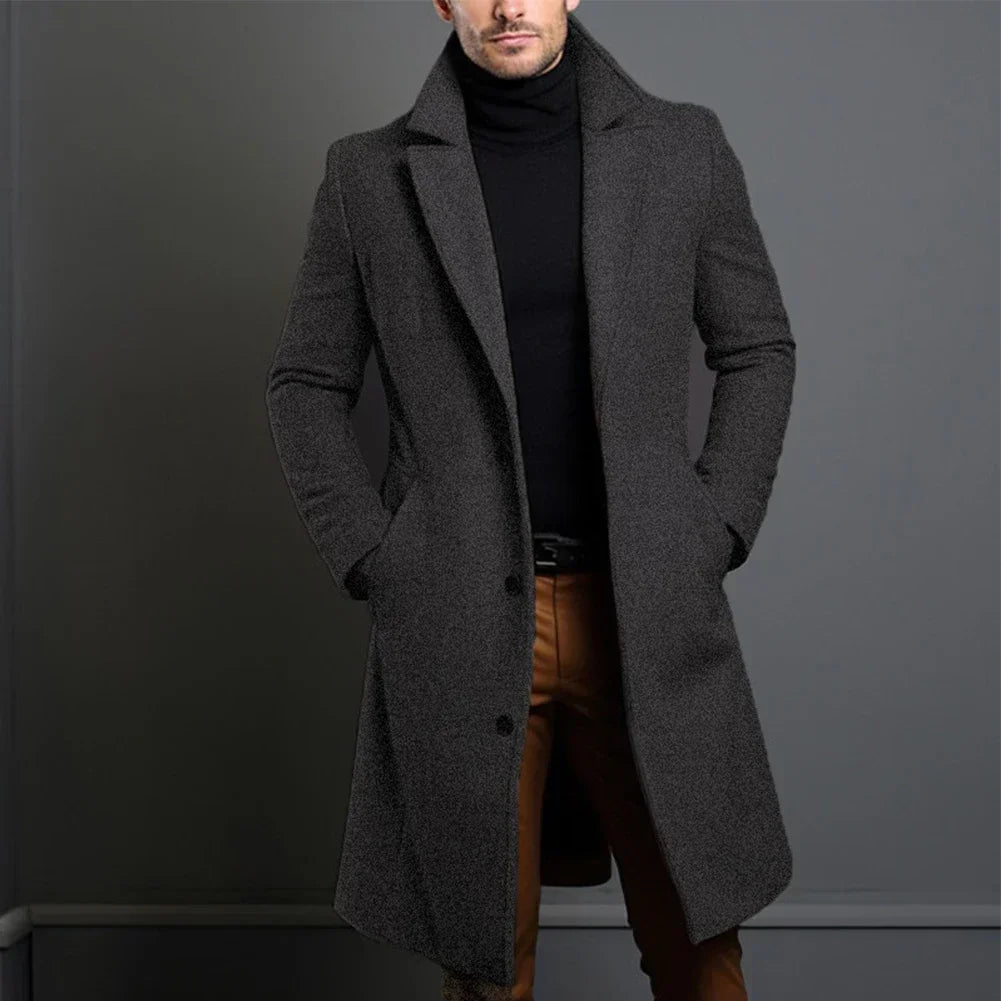 Manteau Homme Laine Beige Classique Boutonné