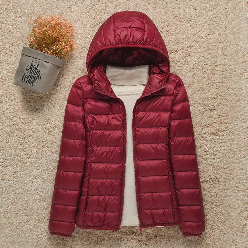 Veste Femme Légère avec Capuche - Doudoune Printemps Élégante Taille Slim