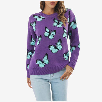 Pull à Manches Longues Col Rond Femme Style Chic - PanierRoyale