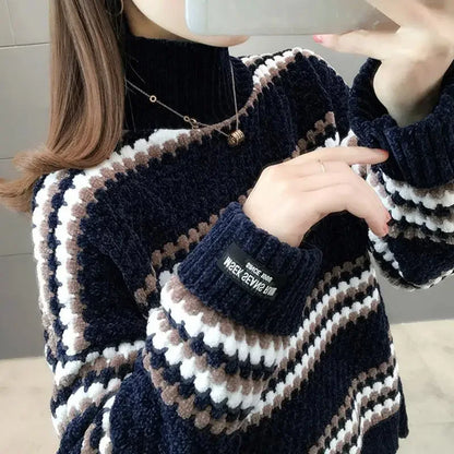 Pull Femme Col Montant Doux et Chic pour Hiver