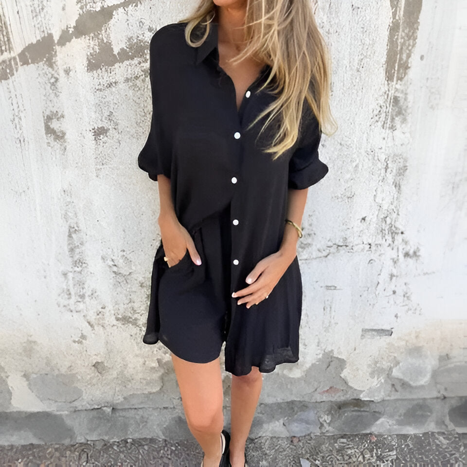 Ensemble Lin Femme Chemisier et Short de Lin