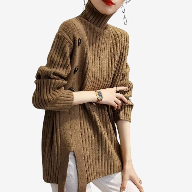 Pull Femme Manches Longues Col Rond Chaud