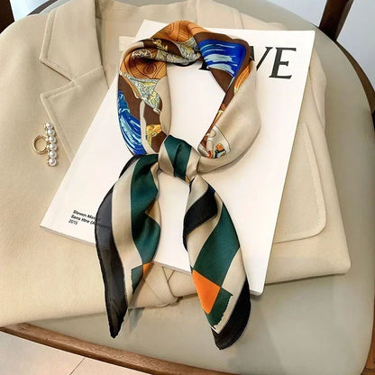 Foulard Carré Femme Satin Imprimé Multi-usage
