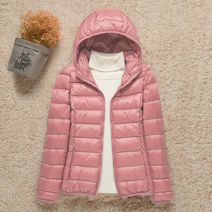 Veste Femme Légère avec Capuche - Doudoune Printemps Élégante Taille Slim