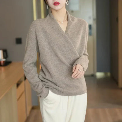 Pull Femme Hiver Col V Doux et Confortable