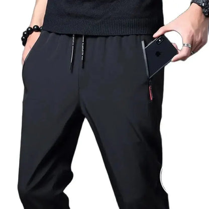Pantalon Homme Coton Taille Élastique Poches Zippées