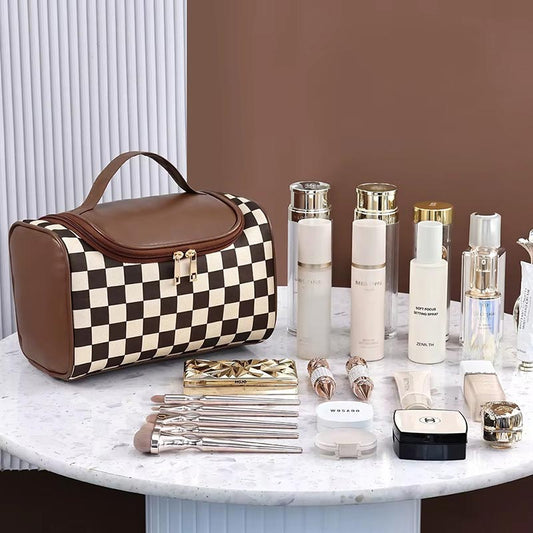 Sac de beauté toile écru grande capacité pour femme - PanierRoyale