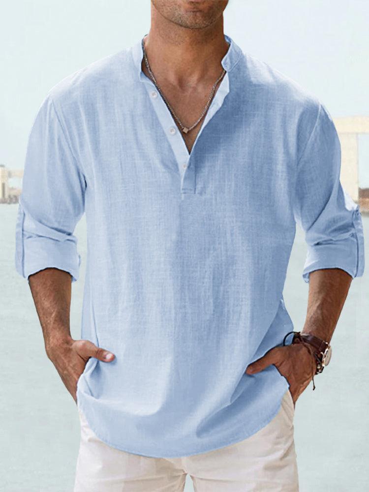 Chemise Homme Lin Respirante Coupe Ajustée Manches Longues - PanierRoyale