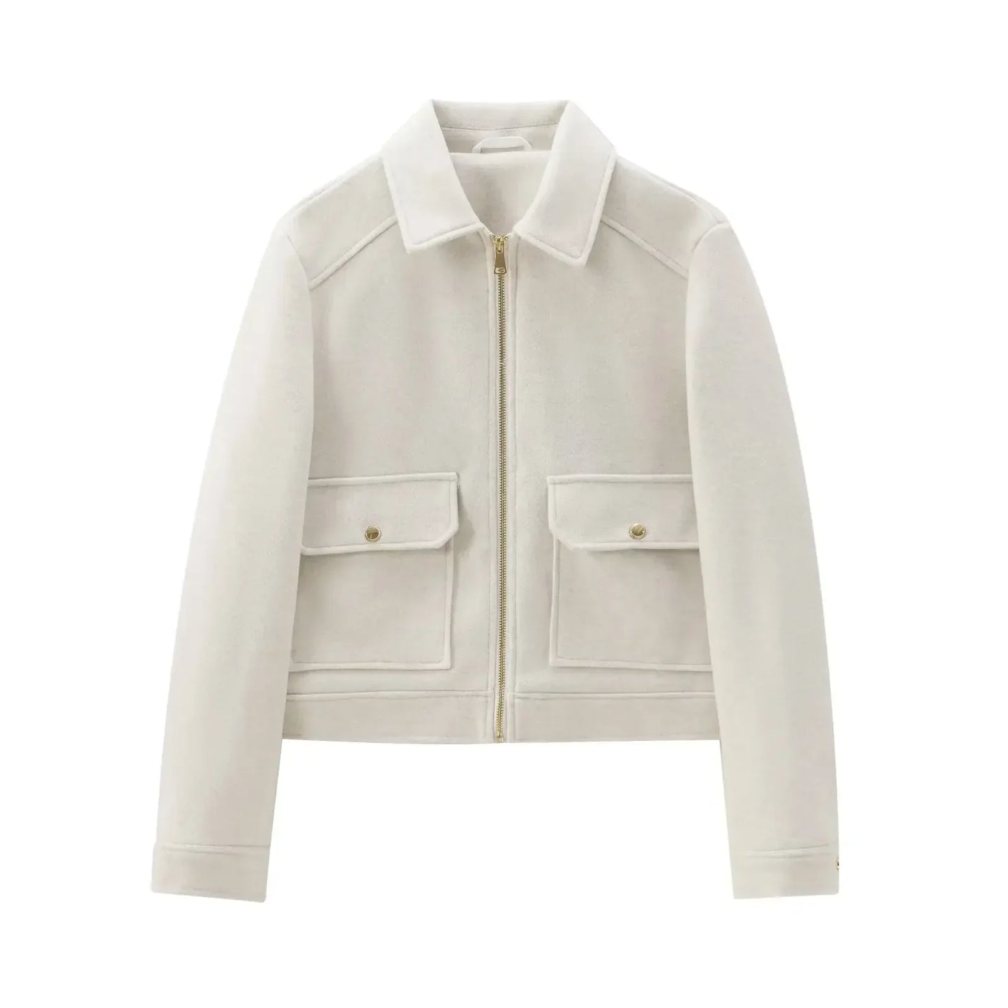 Veste Femme Décontractée Zippée Mélange Laine
