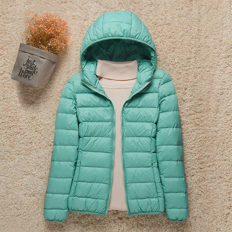 Veste Femme Légère avec Capuche - Doudoune Printemps Élégante Taille Slim