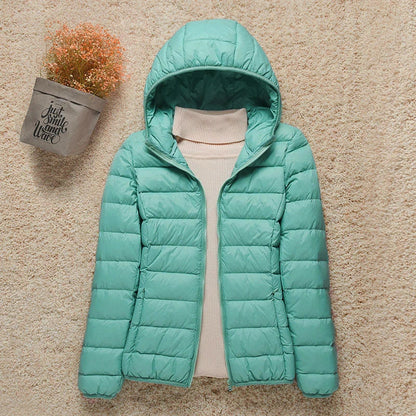 Veste Femme Légère avec Capuche - Doudoune Printemps Élégante Taille Slim