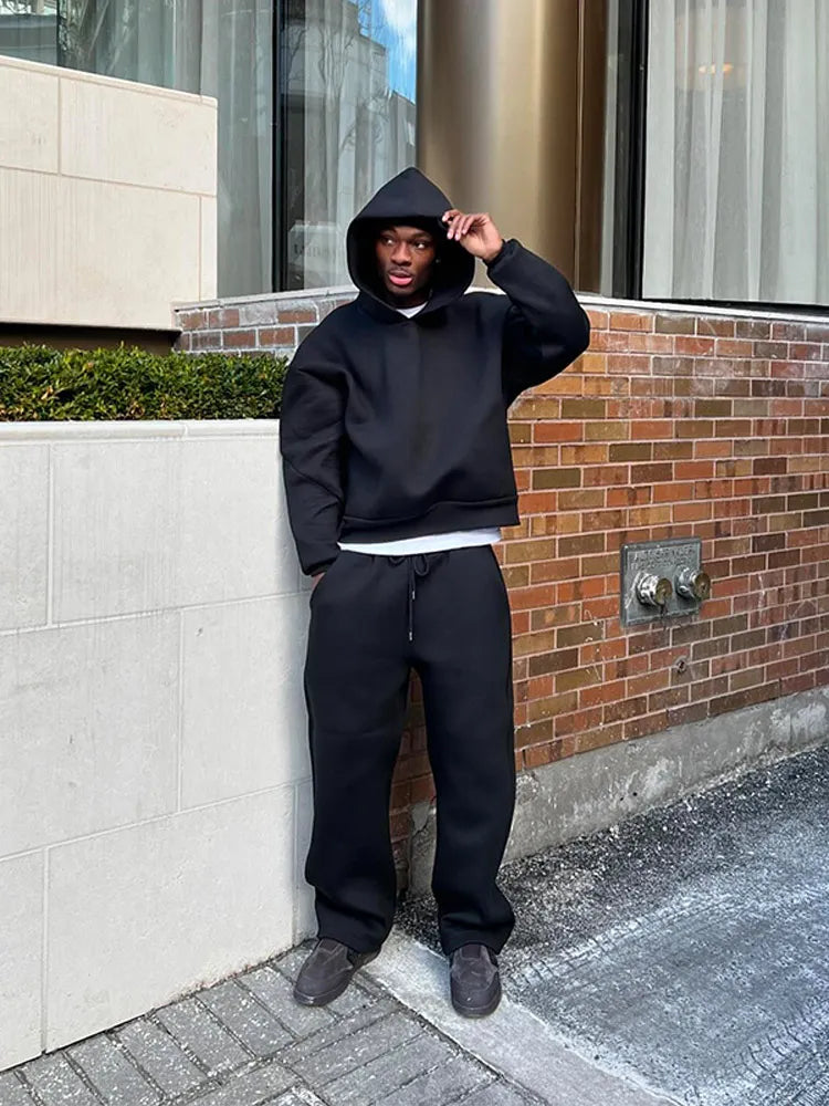 Tenue Hiver Homme Décontractée Sweat à Capuche et Jean Jogging