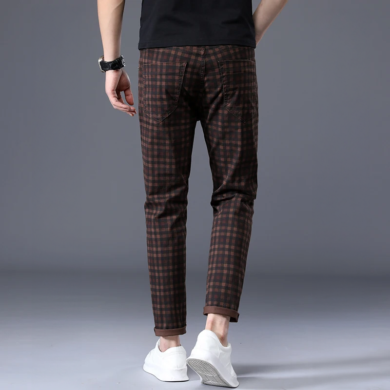 Pantalon Slim Homme à Carreaux pour Loisirs et Ville
