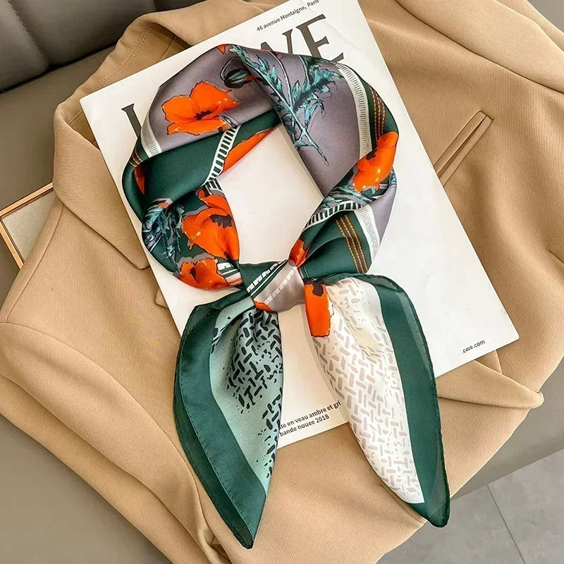Foulard Carré Femme Satin Imprimé Multi-usage