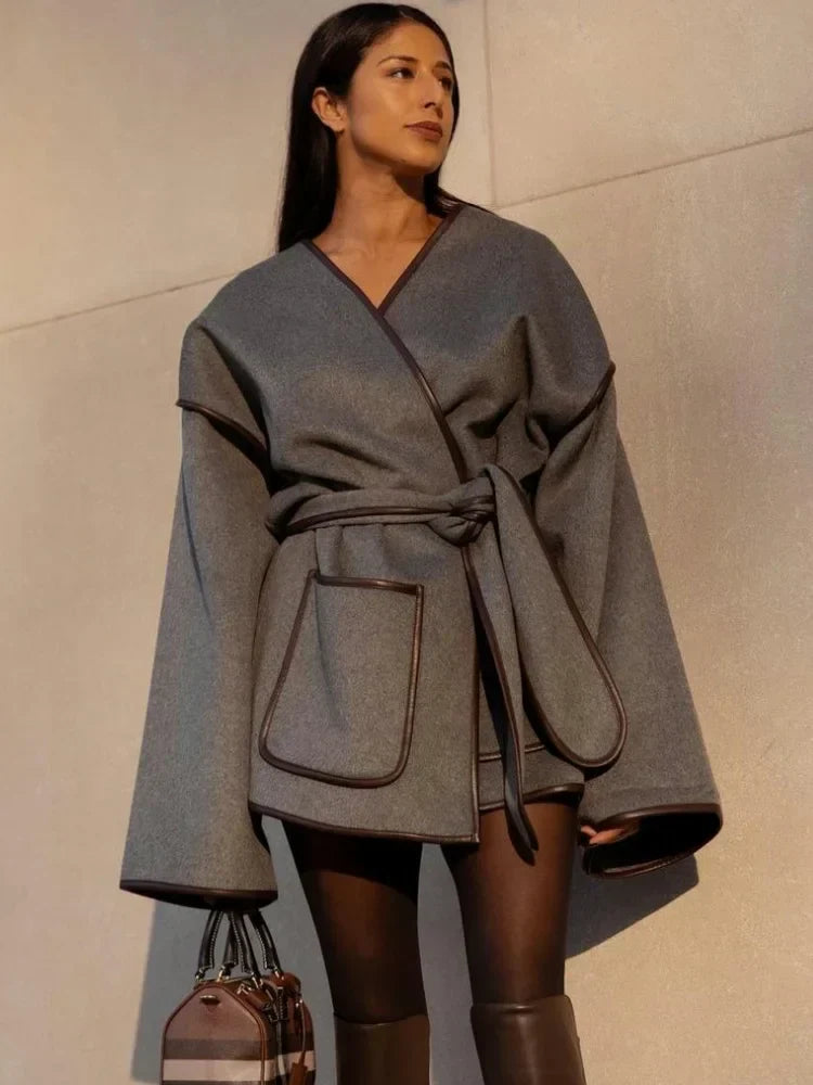 Veste Femme Col V Élégante pour Hiver - PanierRoyale