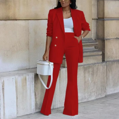 Costume Femme Blanc Élégant Pantalon Taille Libre