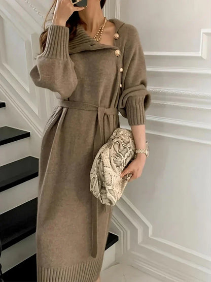 Robe Femme Asymétrique Boutonnée Décontractée - PanierRoyale