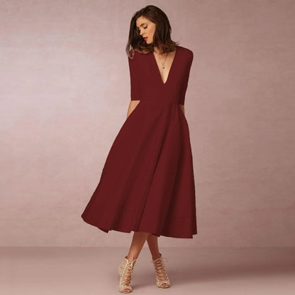 Robe Femme Coton Mélangé Élégante Taille Cintrée