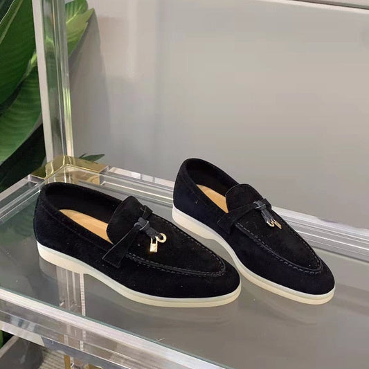 Juliette™ – Mocassin Femme en Daim Élégance et Confort Durable Noir-1