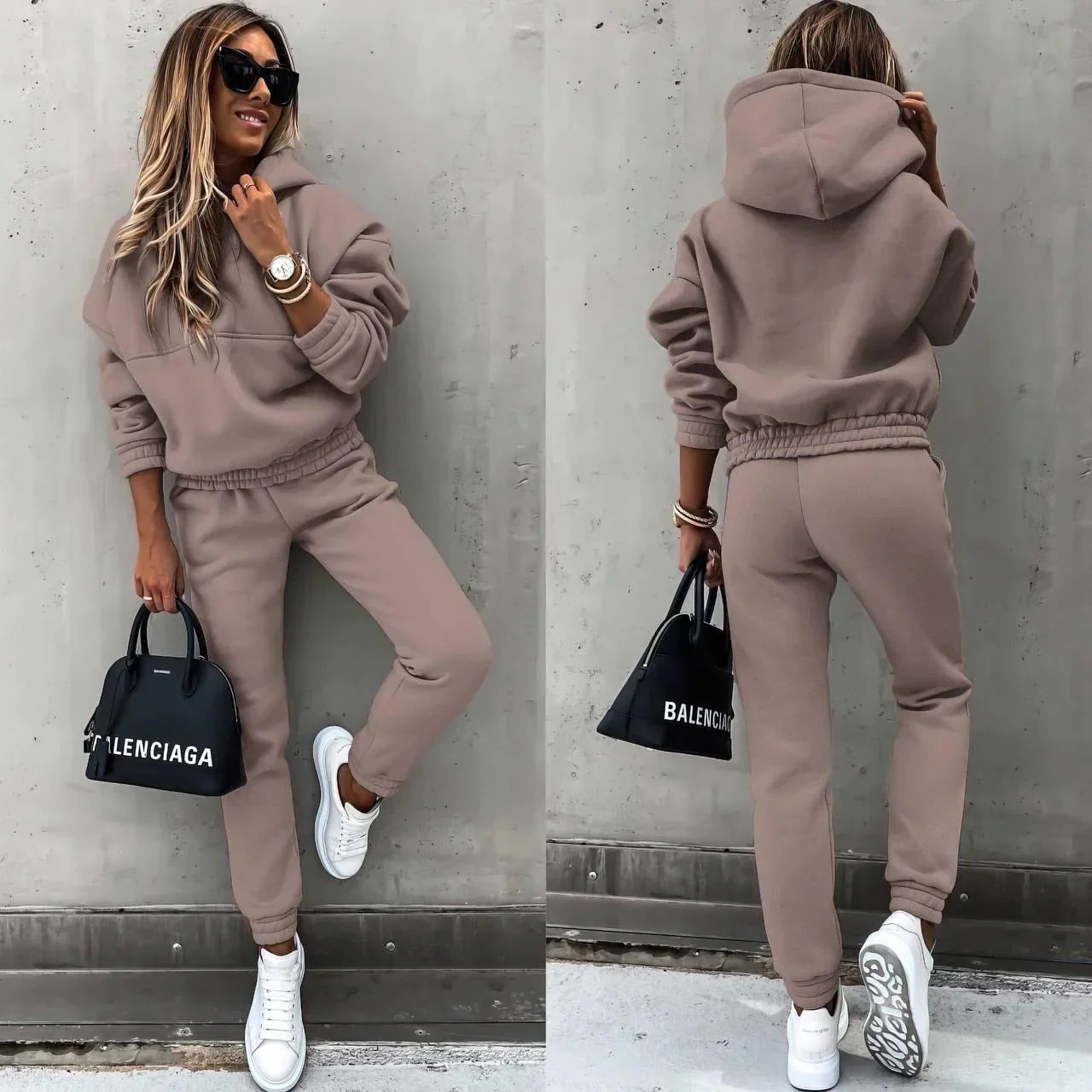 Vêtements Lounge Femme Confortable avec Hoodie et Jogger Doux
