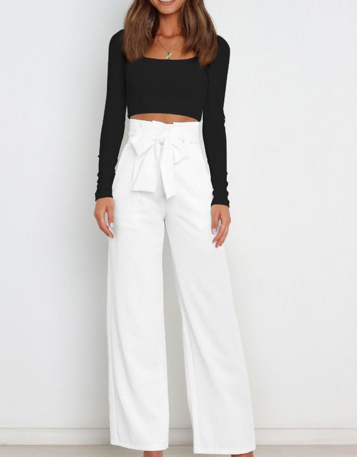 Pantalon Élégant à Nœud Décontracté pour Femme