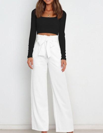 Pantalon Élégant à Nœud Décontracté pour Femme
