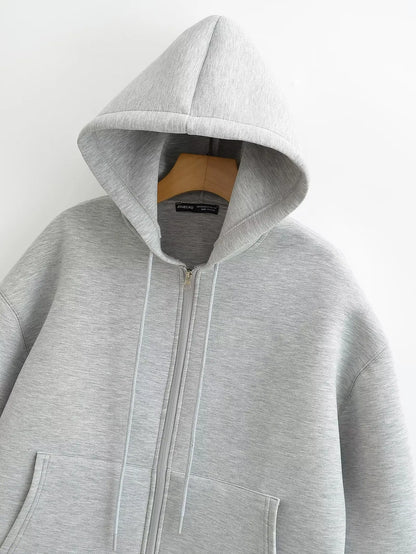 Blouson femme décontracté à capuche et fermeture éclair