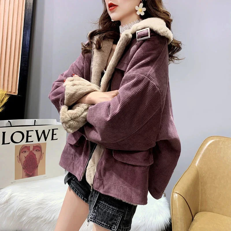 Veste Femme Hiver Chic avec Ceinture Élastique