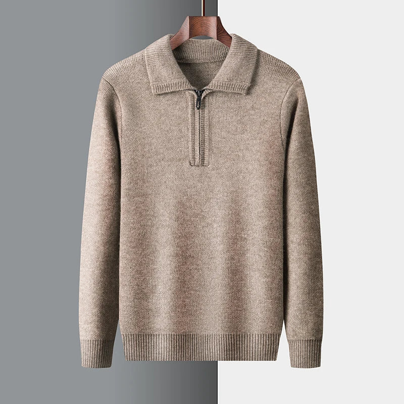 Pull Homme Hiver Col Zip Décontracté
