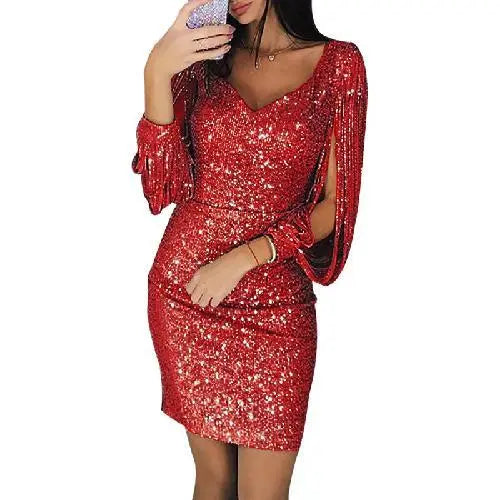 Robe de soirée glamour pailletée femme