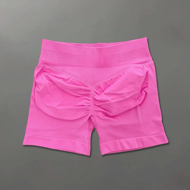 Short sport femme sans couture taille haute gainant