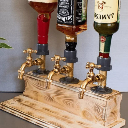 Distributeur de boissons en bois massif avec robinet métallique