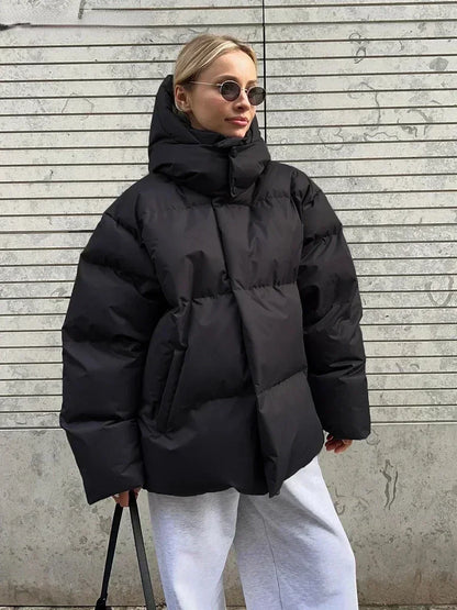 Doudoune femme hivernale brune avec capuchon