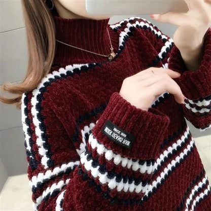 Pull Femme Col Montant Doux et Chic pour Hiver