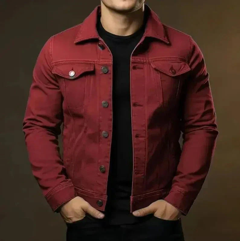 Veste Denim Homme Classique avec Poches et Fermeture Éclair