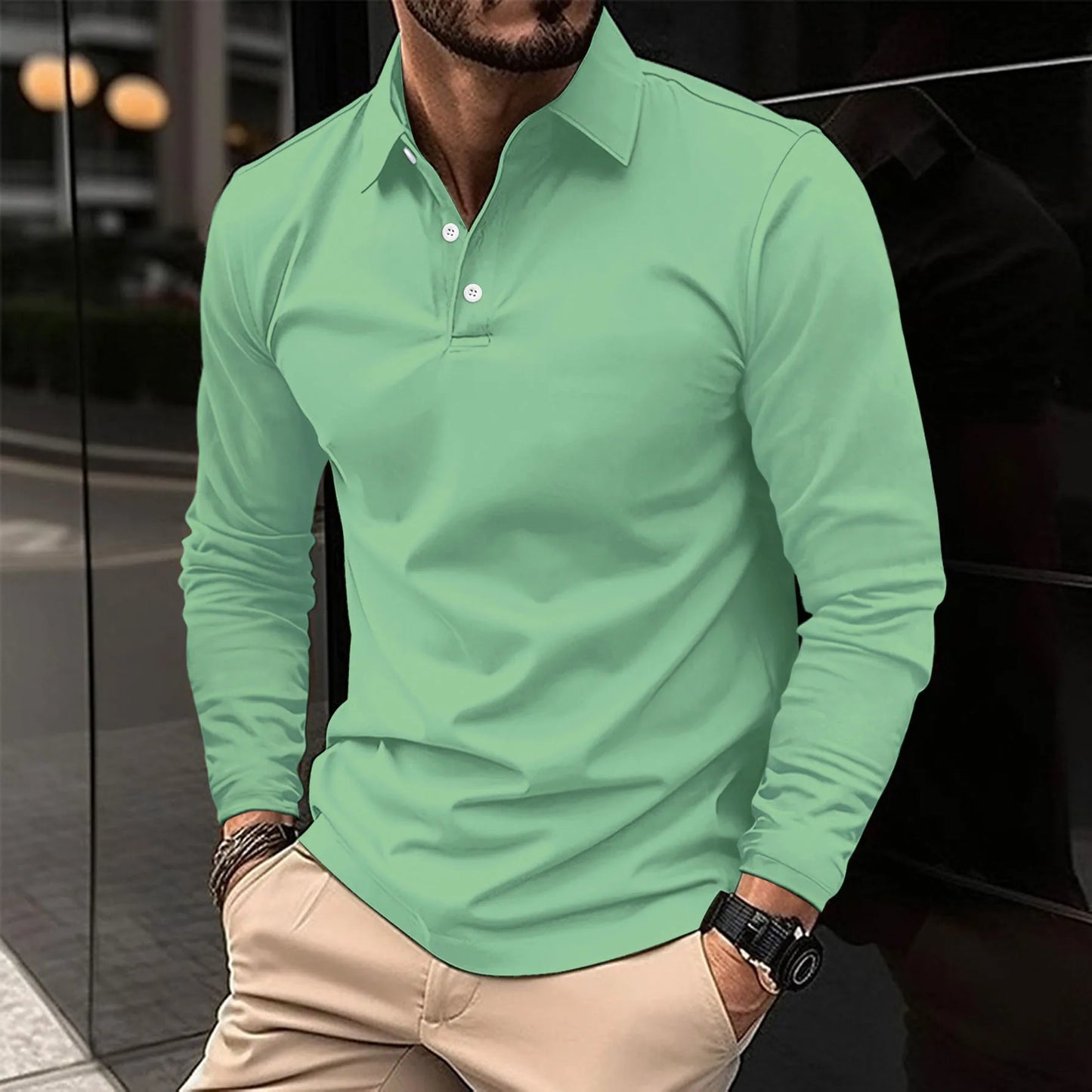 Chemise Polo Manche Longue Classique Homme