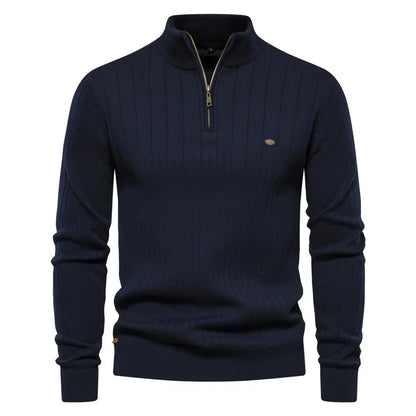 Pull Homme Col Demi-Haut Zippé Tricot Chaud Coupe Moderne - PanierRoyale