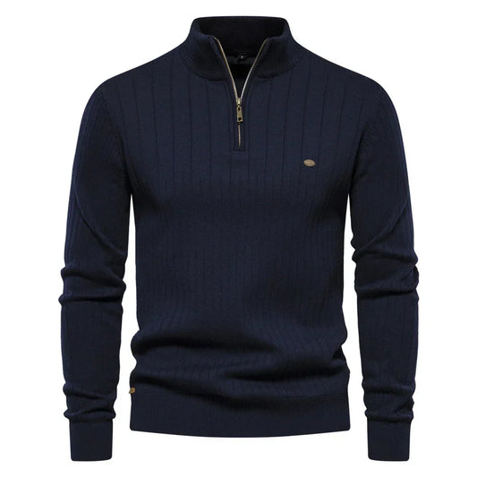 Pull Homme Col Demi-Haut Zippé Tricot Chaud Coupe Moderne - PanierRoyale