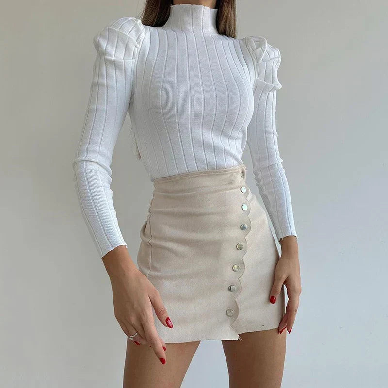 Jupe Femme Courte Élégante Taille Haute en Tissu Luxe