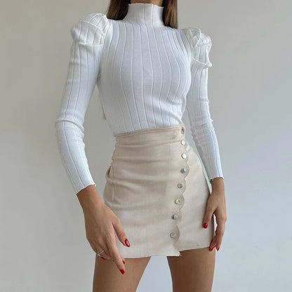 Jupe Femme Courte Élégante Taille Haute en Tissu Luxe