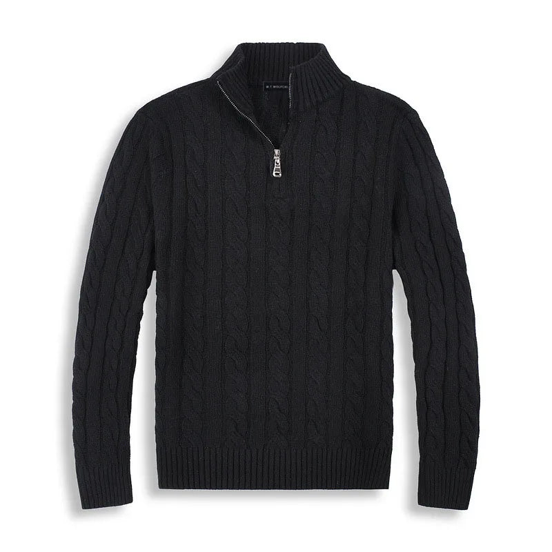 Pull Homme Col Zippé Laine Mélangée Gris Chiné