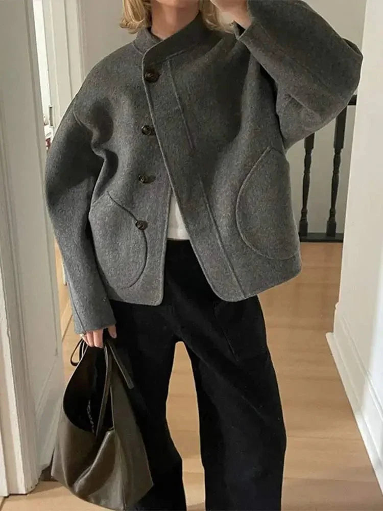 Vestement | Parka Femme Grande Taille à Fermeture Asymétrique et Poches Volumineuses