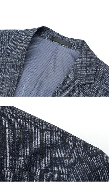 Blazer Homme Moderne à Carreaux Geométriques