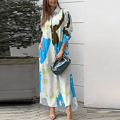 Robe Chemisier Floral Élégante Boutons Devant