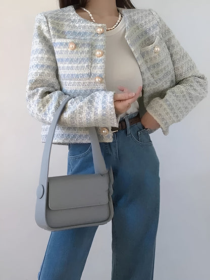 Blazer Femme Tissu Texturé Coupe Courte Structurée