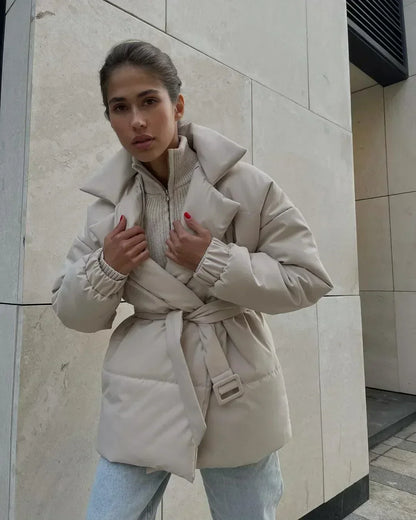 Manteau Femme Hiver Chic avec Ceinture Élégante